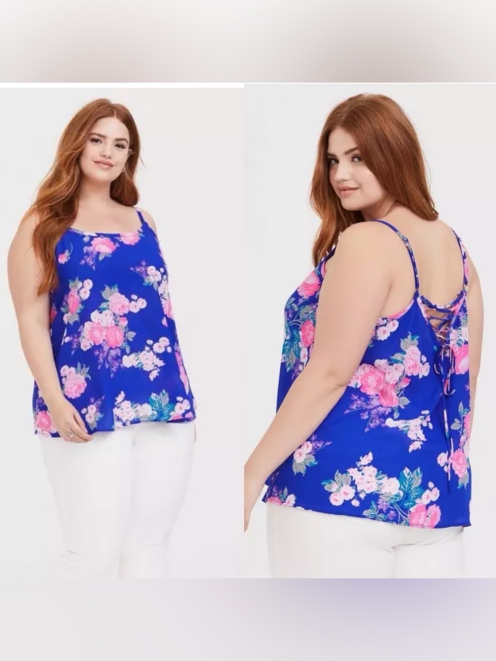 TORRID Sophie - Blue & Neon Pink Floral Swing Cami NWT Size 0